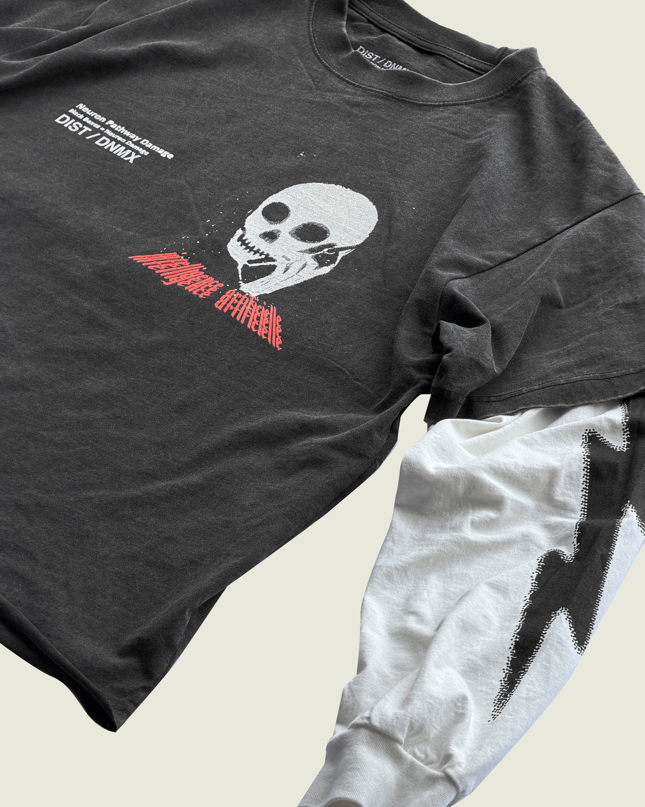 DIST / DNMX x SKULLPHONE "Hallway Of Mirrors" LONG SLEEVE T-SHIRT BLACK FADE - Image 3